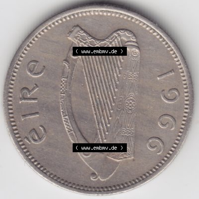 Münzen Irland Umlaufmünze 1951-1968, 1 Schilling 1966. Rückseite der alten irischen Umlaufmünze aus Irland in Irische Pfund-Währung zum katalogisieren und verwalten... Sammlung