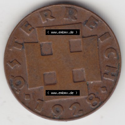 Münzen Österreich Umlaufmünze 1925-1938, 2 Groschen 1928, Bild mit Rückseite der österreichischen Münze als Bildmaterial, des Bildes zur deiner Nutzung Sammlung