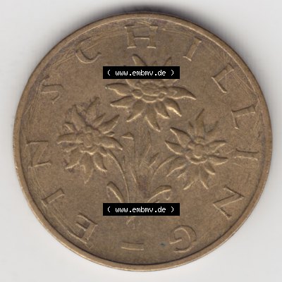 Münzen Österreich Umlaufmünze 1959-2001, 1 Schilling 1990, Bild mit Rückseite der österreichischen Münze als Bildmaterial, des Bildes zur deiner Nutzung Sammlung