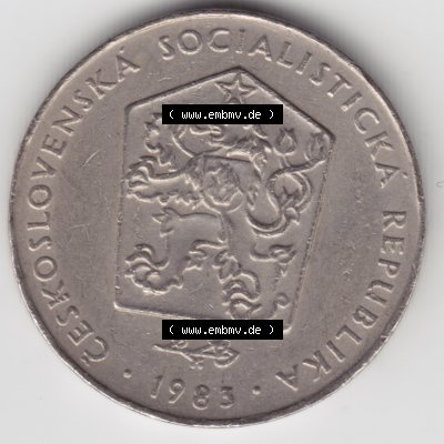 Münzen Tschechoslowakei Umlaufmünze 1972-1990, 2 Kcs, Koruny, Kronen. Vorderseite der Münze aus Tschechoslowakei als Bildmaterial für Sammler und Münzen-Webseiten... Sammlung