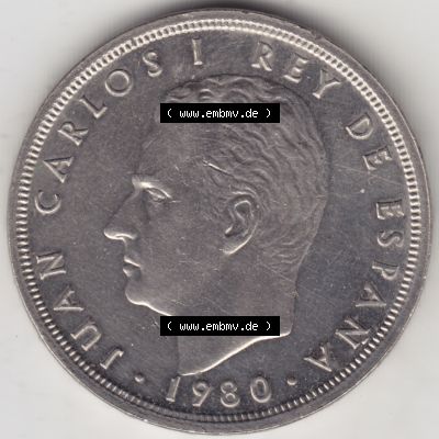 Münzen Spanien Umlaufmünze 1980-1992, 50 Pesetas - Peseten 1979. Rückseite der spanischen Umlaufmünze aus Spanien vor der Euro-Einführung in Spanien zum katalogisieren... Sammlung