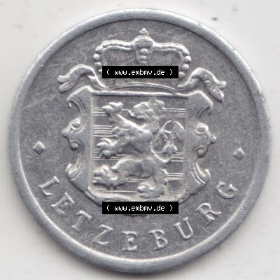 Münzen Luxemburg Umlaufmünze 1954-1972, 25 Centimes - C-MES 1970, Bild mit Rückseite der Münze als Bildmaterial Sammlung