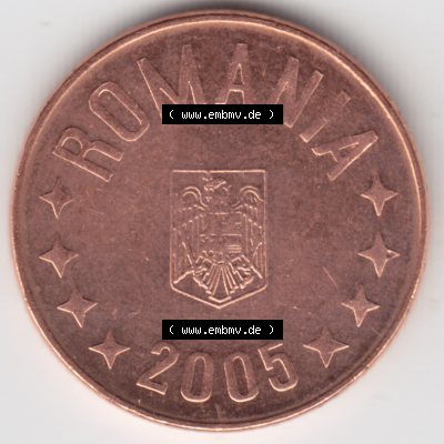 Münzen Rumänien Umlaufmünze 2005-2012, 5 Bani 2005, Bild mit Rückseite der Münze als Bildmaterial Sammlung
