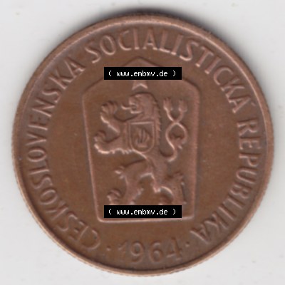 Münzen Tschechoslowakei Umlaufmünze 1963-1971, 50 Heller. Vorderseite der Münze aus Tschechoslowakei als Bildmaterial für Sammler und Münzen-Webseiten hier im online... Sammlung