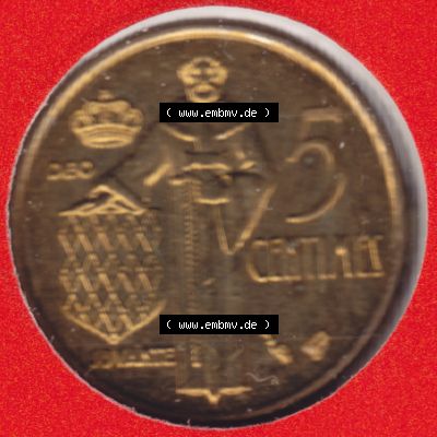 Münzen Monaco Umlaufmünze 1976-1995, 5 Centimes 1995 (1) Sammlung