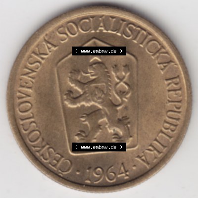 Münzen Tschechoslowakei Umlaufmünze 1961-1990, 1 Krone. Vorderseite der Münze aus Tschechoslowakei als Bildmaterial für Sammler und Münzen-Webseiten hier im online... Sammlung