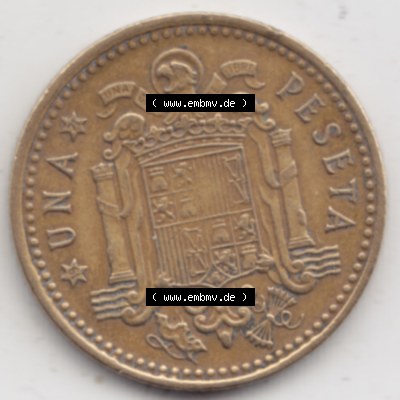 Münzen Spanien Umlaufmünze 1966-1966, 1 Pesete. Vorderseite der Peseten Umlaufmünze aus Spanien vor Einführung der Euromünzen in Spanien zum katalogisieren im spanischen... Sammlung