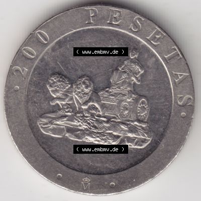 Münzen Spanien Umlaufmünze 1990-1990, Peseteas - Peseten 1990. Vorderseite der alten Peseten Umlaufmünze aus Spanien vor Einführung der Euromünzen in Spanien zum katalogisieren... Sammlung