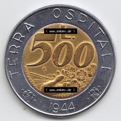 Münzen San Marino Gedenkmünze 1991-1991, 500 Lire Münze. Wappen der 500 Lire Gedenkmünzen von San Marino Eurovorläufer als Bildmaterial im online Katalog und Datenbank... Sammlung