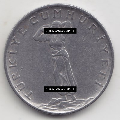 Münzen Türkei Umlaufmünze 1960-1966, 25 Kurus. Rückseite der Münze der Türkei als Bildmaterial für Sammler und Münzen-Webseiten hier im online Katalog... Sammlung