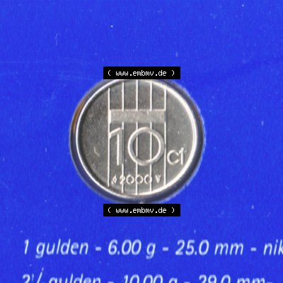Münzen Niederlande Umlaufmünze 1982-2000, 10 Cent, Bild mit Vorderseite der Münze als Bildmaterial Sammlung