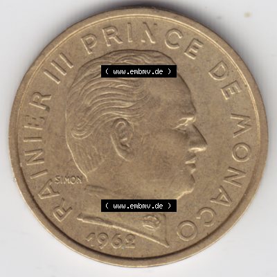 Münzen Monaco Umlaufmünze 1962-1995, 10 Centimes, Cent, Rainier III Prinze von Monaco 1962 (2) Sammlung