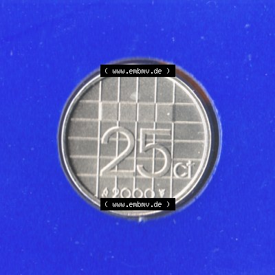 Münzen Niederlande Umlaufmünze 1982-2000, 25 Cent, Bild mit Vorderseite der Münze als Bildmaterial Sammlung