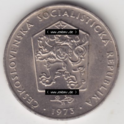 Münzen Tschechoslowakei Umlaufmünze 1972-1990, 2 Kronen. Vorderseite der Münze aus Tschechoslowakei als Bildmaterial für Sammler und Münzen-Webseiten hier im online... Sammlung