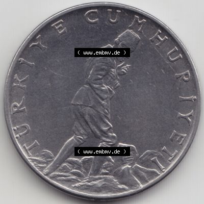 Münzen Türkei Umlaufmünze 1960-1968, 2.50 Lira. Rückseite der Münze der Türkei als Bildmaterial für Sammler und Münzen-Webseiten hier im online... Sammlung