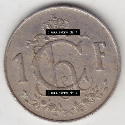 Münzen Luxemburg Umlaufmünze 1952-1964, 1 F, Franc, Franken 1962, Bild mit Vorderseite der Münze als Bildmaterial Sammlung