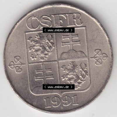 Münzen Tschechoslowakei Umlaufmünze 1991-1992 2 KCS, Koruny, Kronen. Vorderseite der Münze aus Tschechoslowakei als Bildmaterial für Sammler und Münzen-Webseiten... Sammlung