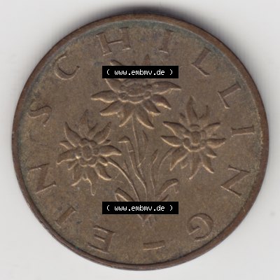 Münzen Österreich Umlaufmünze 1959-2001, 1 Schilling 1989, Bild mit Rückseite der österreichischen Münze als Bildmaterial, des Bildes zur deiner Nutzung Sammlung