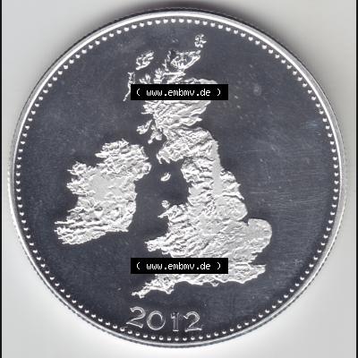 Münzen Großbritannien Silbermedaille 2012-2012, Silberunze Englische Rose, Bild mit Rückseite zum Download Sammlung