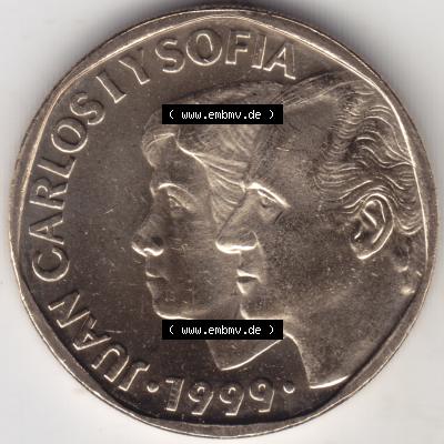 Münzen Spanien Umlaufmünze 1993-2001, 500 PTAS, Peseten 1999. Rückseite der spanischen Umlaufmünze aus Spanien vor der Euro-Einführung in Spanien zum katalogisieren... Sammlung