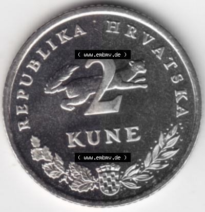 Münzen Kroatien Umlaufmünze 2003 2 Kune, Bild mit Rückseite der Münze als Bildmaterial Sammlung