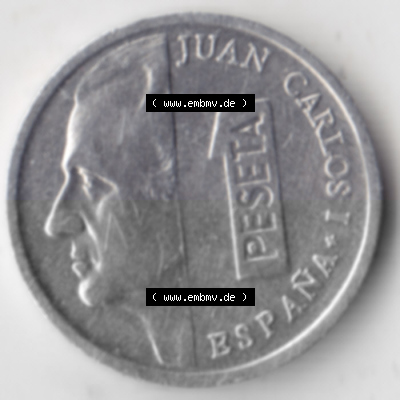 Münzen Spanien Umlaufmünze 1989-2001, 1 Pesete 1997. Rückseite der spanischen Umlaufmünze aus Spanien vor der Euro-Einführung... Sammlung