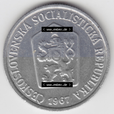 Münzen Tschechoslowakei Umlaufmünze 1961-1971 10 h, Haleru, Heller. Vorderseite der Münze aus Tschechoslowakei als Bildmaterial... Sammlung
