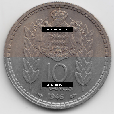 Münzen Monaco Umlaufmünze 1946-1946, 10 Fr, Francs, Franken, Louis II Prince de Monaco (1) Sammlung