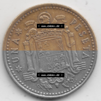 Münzen Spanien Umlaufmünze 1966-1966, 1 Pesete. Vorderseite der Peseten Umlaufmünze aus Spanien vor Einführung der Euromünzen... Sammlung