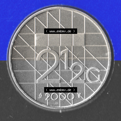Münzen Niederlande Umlaufmünze 1982-2000, 2.50 Gulden, Bild mit Vorderseite der Münze als Bildmaterial Sammlung