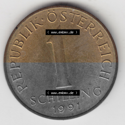 Münzen Österreich Umlaufmünze 1959-2001, 1 Schilling 1991 I., Bild mit Vorderseite der Münze aus Österreich als Bildmaterial,... Sammlung