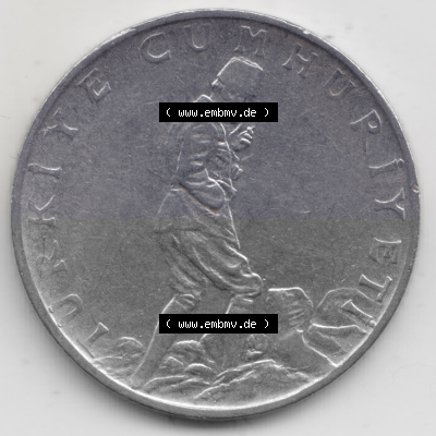 Münzen Türkei Umlaufmünze 1969-1980, 2,50 Lira - Lire. Rückseite der Münze der Türkei als Bildmaterial für Sammler und... Sammlung
