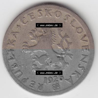 Münzen Tschechoslowakei Umlaufmünze 1921-1938, 50 h, Haleru, Heller. Vorderseite der Münze aus Tschechoslowakei als Bildmaterial... Sammlung