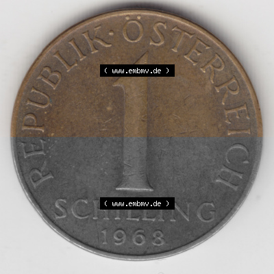 Münzen Österreich Umlaufmünze 1959-2001, 1 Schilling 1968, Bild mit Vorderseite der Münze aus Österreich als Bildmaterial,... Sammlung