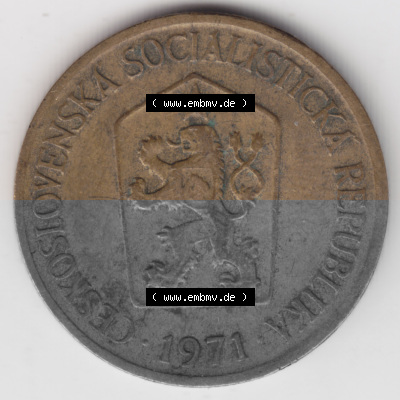 Münzen Tschechoslowakei Umlaufmünze 1961-1990, 1 Kcs, Koruna, Krone. Vorderseite der Münze aus Tschechoslowakei als Bildmaterial... Sammlung