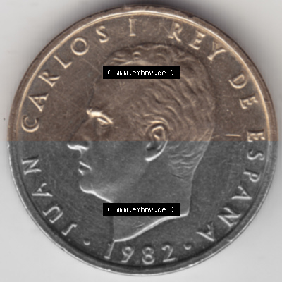 Münzen Spanien Umlaufmünze 1982-1990, 100 Cien Peseten 1982. Rückseite der spanischen Umlaufmünze aus Spanien vor der Euro-Einführung... Sammlung