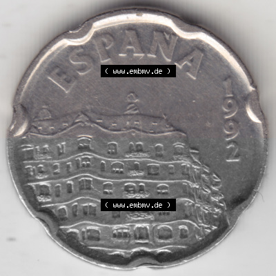 Münzen Spanien Umlaufmünze 1992-1992, 50 PTAS - Peseten 1992. Rückseite der spanischen Umlaufmünze aus Spanien vor der Euro-Einführung... Sammlung