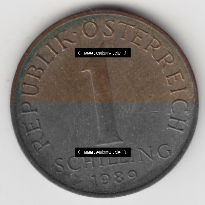 Münzen Österreich Umlaufmünze 1959-2001, 1 Schilling 1989, Bild mit Vorderseite der Münze aus Österreich als Bildmaterial,... Sammlung