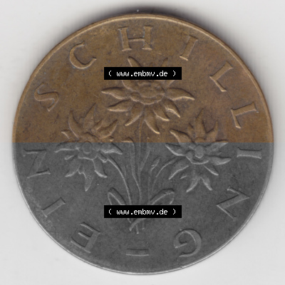 Münzen Österreich Umlaufmünze 1959-2001, 1 Schilling 1968, Bild mit Rückseite der österreichischen Münze als Bildmaterial,... Sammlung