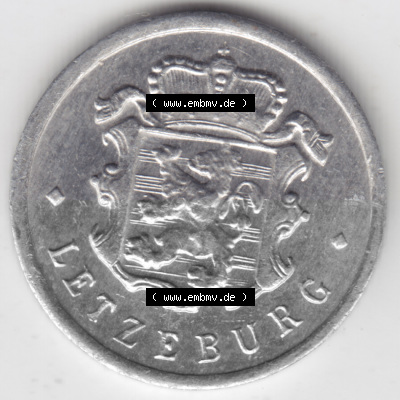 Münzen Luxemburg Umlaufmünze 1954-1972, 25 Centimes, Bild mit Rückseite der Münze als Bildmaterial Sammlung