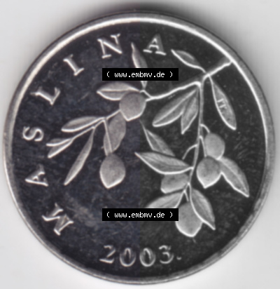 Münzen Kroatien Umlaufmünze 2003 20 Lipa, Bild mit Vorderseite der Münze als Bildmaterial Sammlung