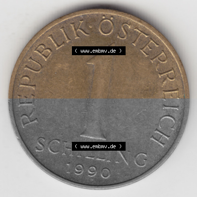 Münzen Österreich Umlaufmünze 1959-2001, 1 Schilling 1990, Bild mit Vorderseite der Münze aus Österreich als Bildmaterial,... Sammlung