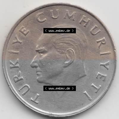 Münzen Türkei Umlaufmünze 1984-1988, 100 Lira - Lire. Rückseite der Münze der Türkei als Bildmaterial für Sammler und Münzen-Webseiten... Sammlung