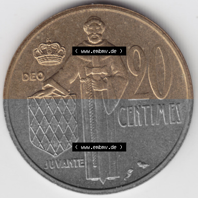 Münzen Monaco Umlaufmünze 1962-1995, 20 Centimes, Cent, Rainier III Prinze von Monaco 1962 (1) Sammlung
