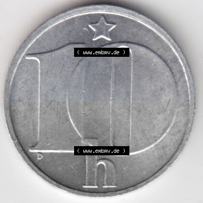 Münzen Tschechoslowakei Umlaufmünze 1974-1990 10 h, Haleru, Heller. Rückseite der Münze aus Tschechoslowakei als Bildmaterial... Sammlung