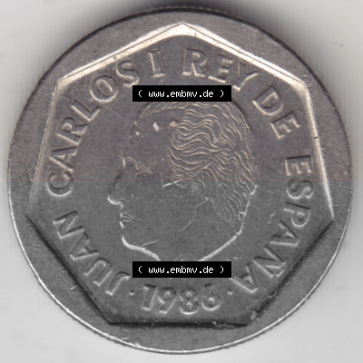 Münzen Spanien Umlaufmünze 1986-1988, 200 Pesetas - Peseten 1986. Rückseite der spanischen Umlaufmünze aus Spanien vor der... Sammlung