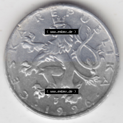 Münzen Tschechien Umlaufmünze 1993-2008, 50 Heller. Vorderseite der Münze aus Tschechien als Bildmaterial für Sammler und... Sammlung