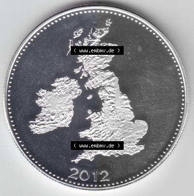 Münzen Großbritannien Silbermedaille 2012-2012, Silberunze Englische Rose, Bild mit Rückseite zum Download Sammlung