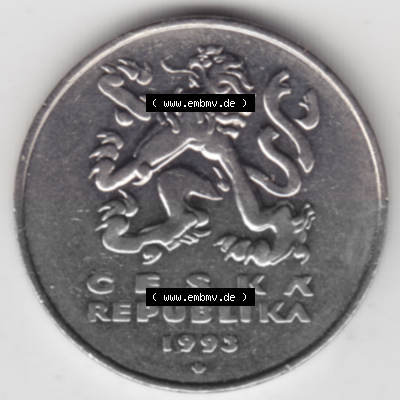 Münzen Tschechien Umlaufmünze 1993-Heute, 5 Kronen. Vorderseite der Münze aus Tschechien als Bildmaterial für Sammler und... Sammlung