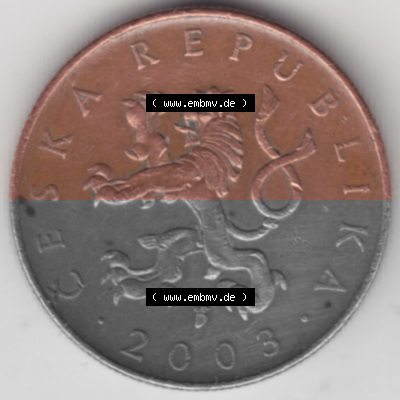 Münzen Tschechien Umlaufmünze 1993-Heute, 10 Kronen. Vorderseite der Münze aus Tschechien als Bildmaterial für Sammler und... Sammlung